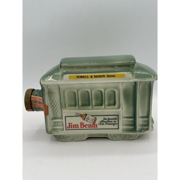 Jim Beam 1968 San Francisco Green Trolley Car Decanter Van Ness & Market Empty - Picture 1 of 7